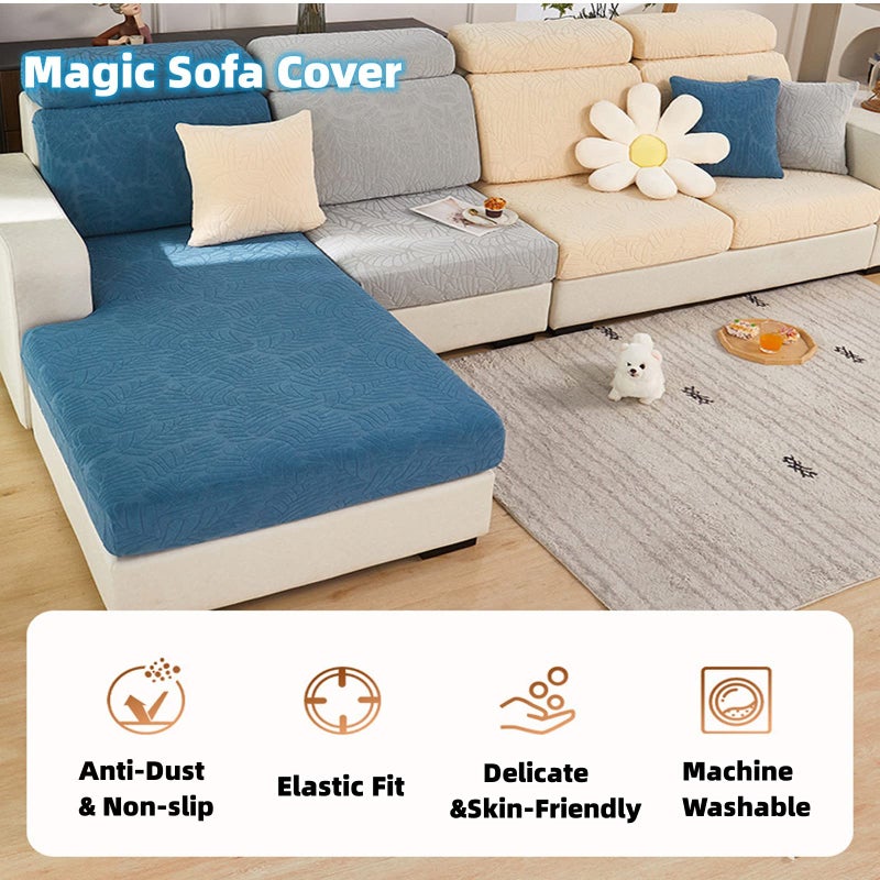 Disayu Magic Sofa Covers Couch Covers 2024 New Wear-Resistant Universal Sofa Covers Washable L Shape Stretch Couch Cushion Covers Slipcovers for Sectional Sofa (Texture Light Gray Back Cover M) - Image 2